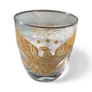 Vintage Bicentennial Celebration Drinking GlassGolden Eagle 1776 - 1976 1/2 Pint